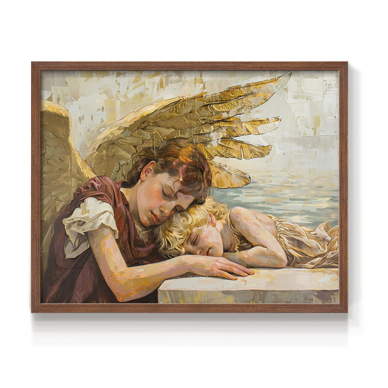 Angels From Above-CI - Reproduction encadrée - Restickable, H 16 po x l 20 po, Noyer