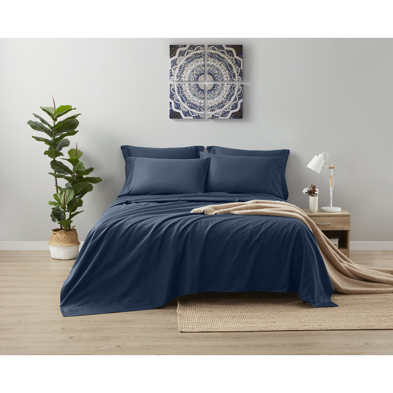 Ensemble de 4 valises pour chambre d'amis, Ensemble de draps très grand + 2 taies d'oreiller, Bleu minuit