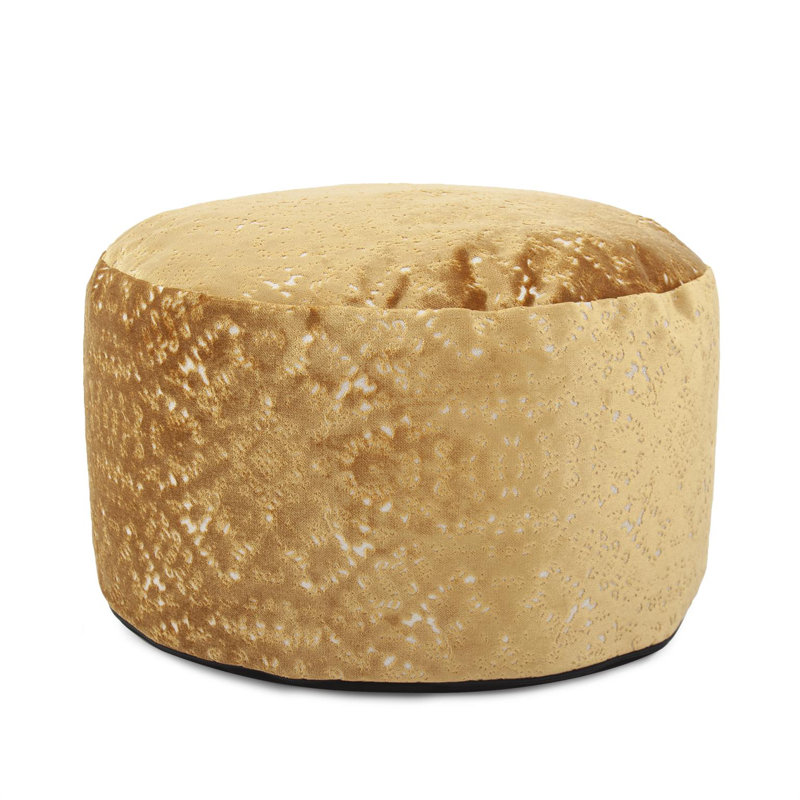 Upholstered Pouf, Pasini Gold Polyester Blend