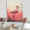 Clestine, flamant rose, reflets dans les eaux roses II - art mural flamant rose