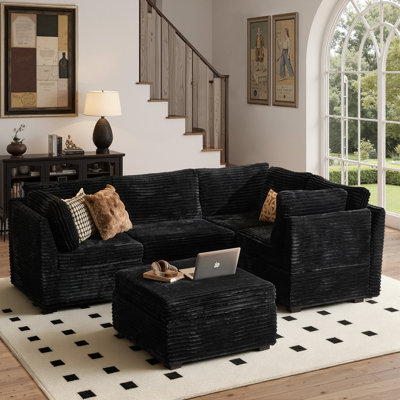 5-Piece Upholstered Corduroy Sectional