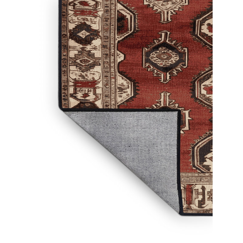 Tapis persan noir lavable à la machine, Carré 4 pi