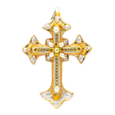8'' Handmade Mouth-blown Glass, Hand-enameled, Crystal Religious & Spiritual Holiday Shaped Ornament