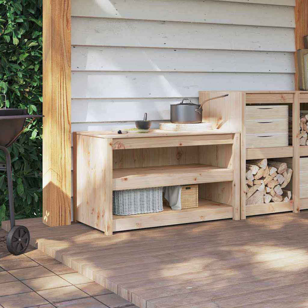 Vidaxl Kitchen Cabinet Brown 106 X 55 X 64 Cm Solid Pine Wood
