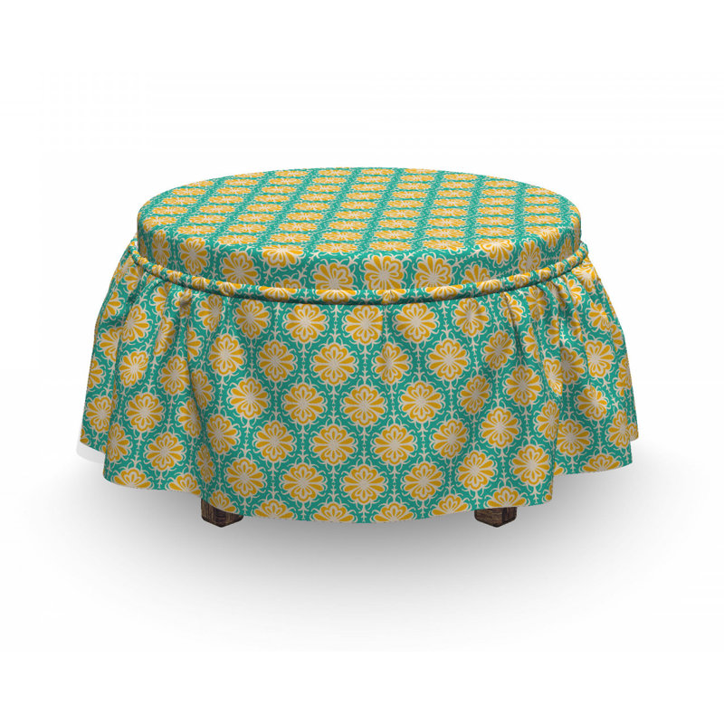 Housse pour repose-pieds tiles floral art