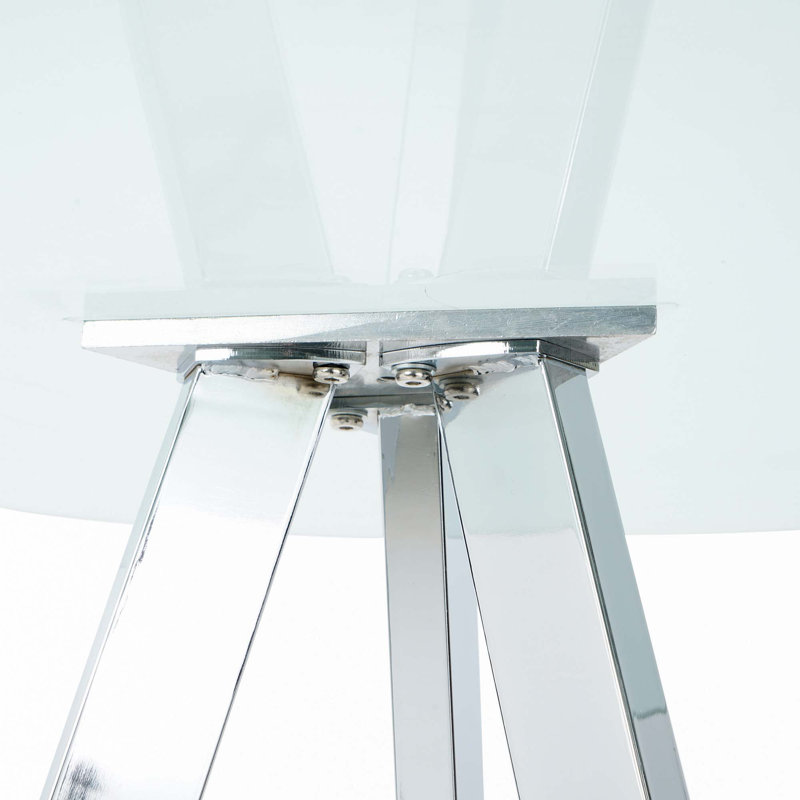Modern Kitchen Glass Dining Table(Only Table), Chrome