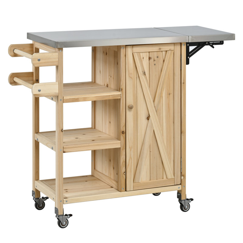 Station de préparation portative pliable avec îlot de cuisine, Naturel