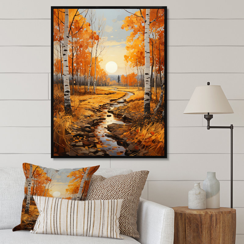 Sonate d'automne VI Arrabury Birch Woods, H 44 po x l 34 po x P 1,5 po, Cadre flottant noir