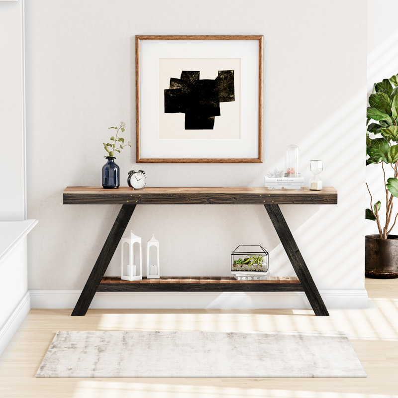 Console en bois massif naturel récupéré 46 pouces / 60 pouces, Noir, noir, noir, noir, H 30 po x l 60 po x P 10 po
