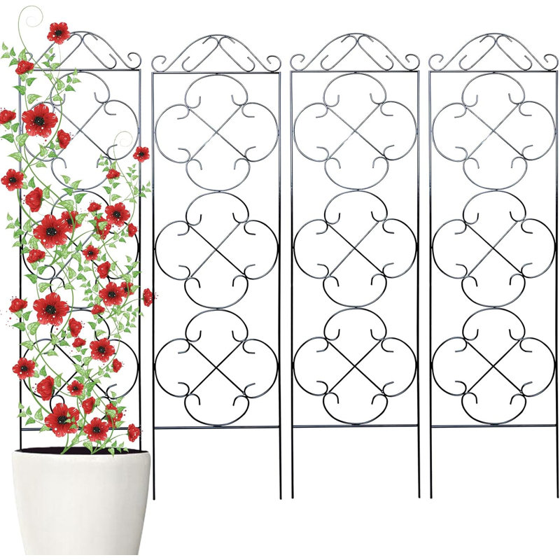 Ensemble de 4 treillis en métal pour jardin H 48 po x l 12,5 po Garden Trellis convenant aux plantes en pot