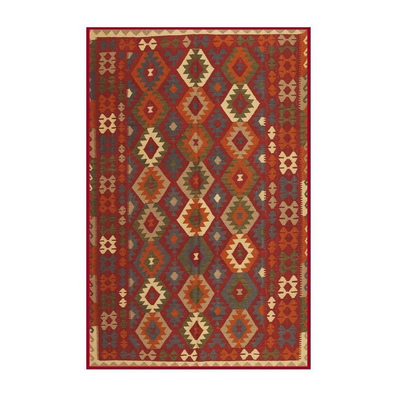 Tapis de zone rouge contemporaine, Rectangle 2 pi x 5 pi