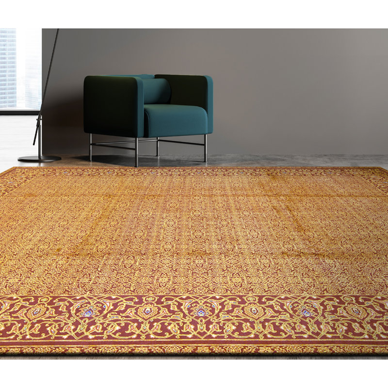 Hand Knotted Wool Area Rug in Black