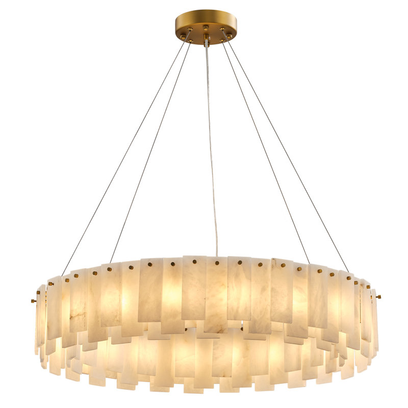 Lustre rond 31,5 "pour îlot de cuisine or albâtre (ampoules incluses), H 6,3 po x l 55 po x P 55 po, 16