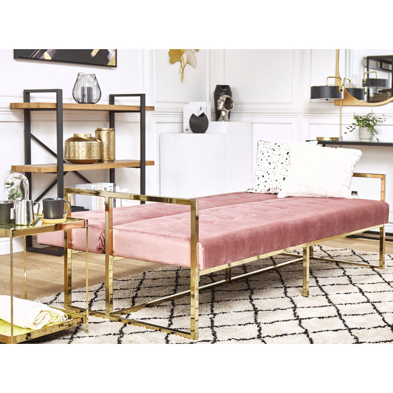 Ballou 3 Seater Velvet Sleeper, Pink