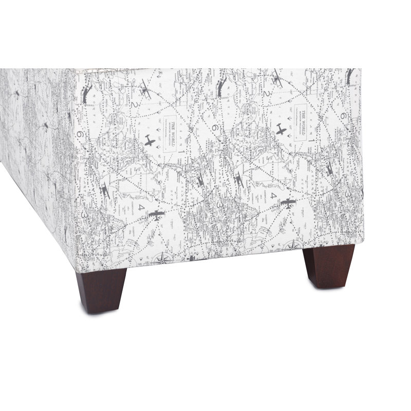 Cappiello Upholstered Storage Bench, Navy/White