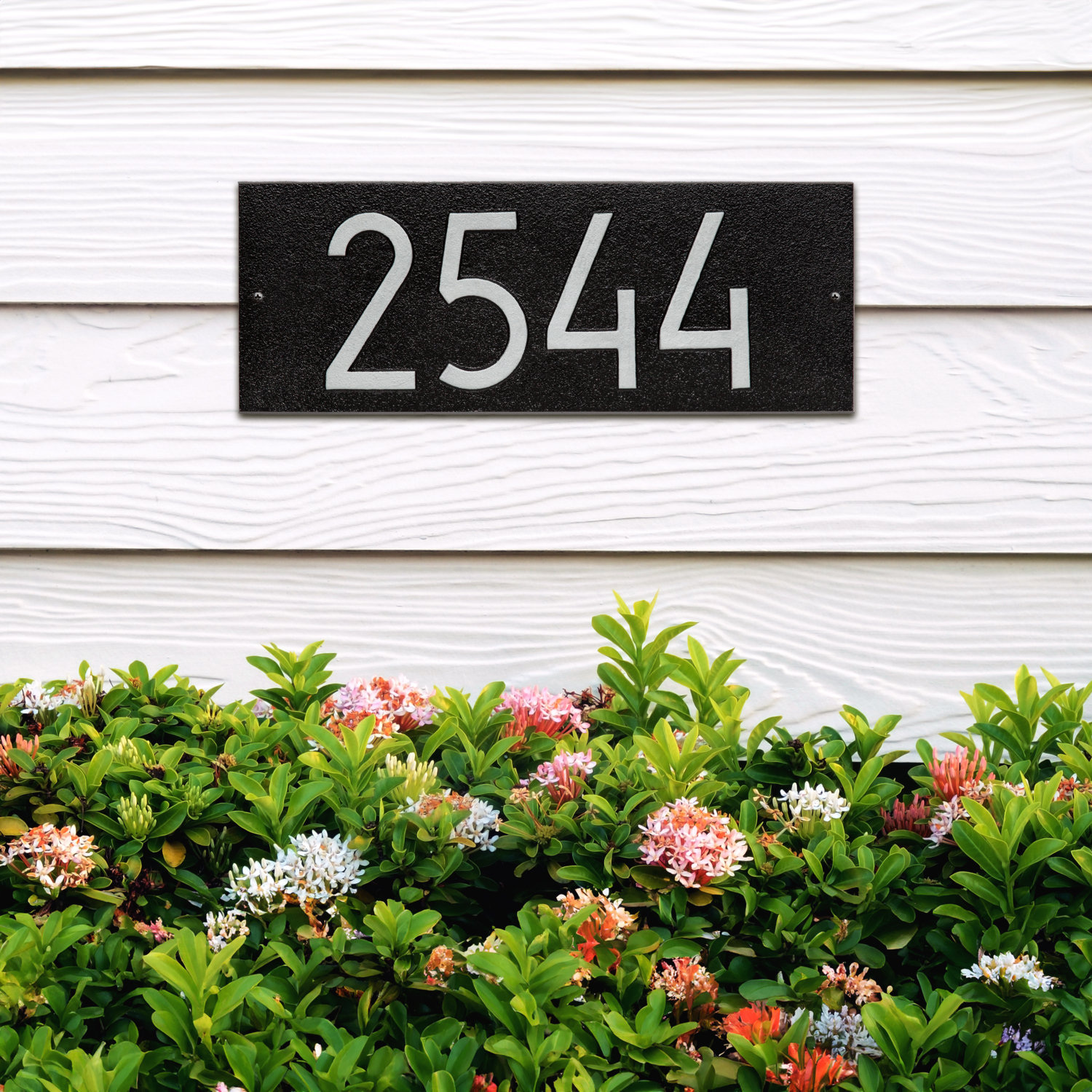 Mid-Century Modern Address Plaque, Black/Silver, Yes