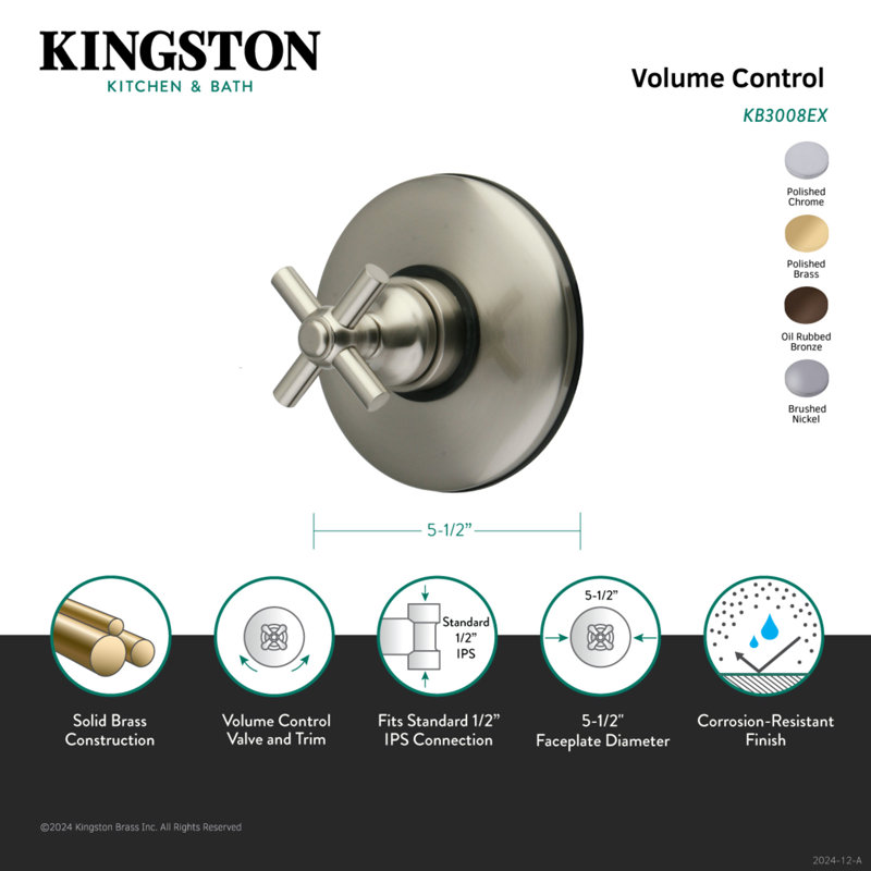Kingston Brass Elinvar Single-Handle Volume Control, Oil Rubbed Bronze