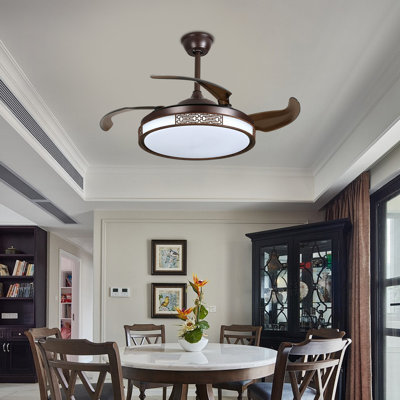 42 Inch Retractable Ceiling Fan with Light, Remote Control, 6 Speed Quiet Reversible Motor