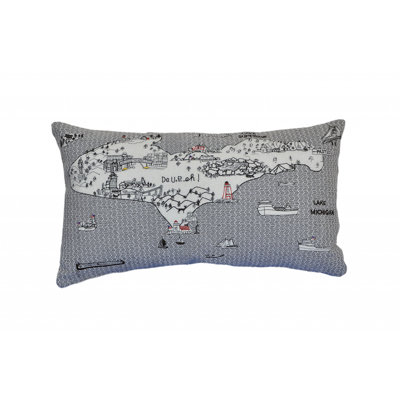 24" White NYC Daylight Skyline Lumbar Decorative Pillow