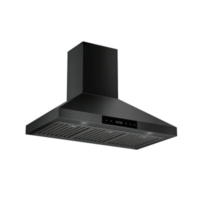 Hauslane Wall Mount Range Hood 36 Inch, Pro Model, Stainless Steel Range Hood, Strong Suction, 6” Duct Or Ductless, Gu10 Led Lamps, Kitchen Hood Vent, Stove Hood Vent Wm-530P Matte Black