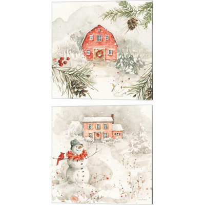 «Poinsettia Village B» par Lisa Audit, ensemble de 2 toiles tendues