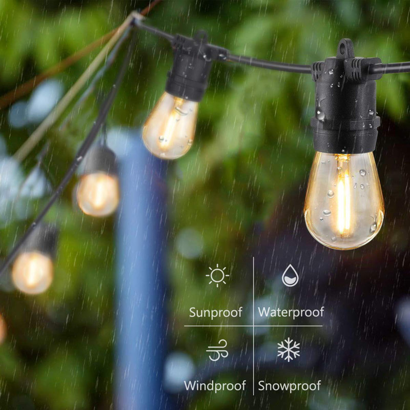 27FT 12-Bulb Solar Outdoor String Lights Shatterproof 2700K