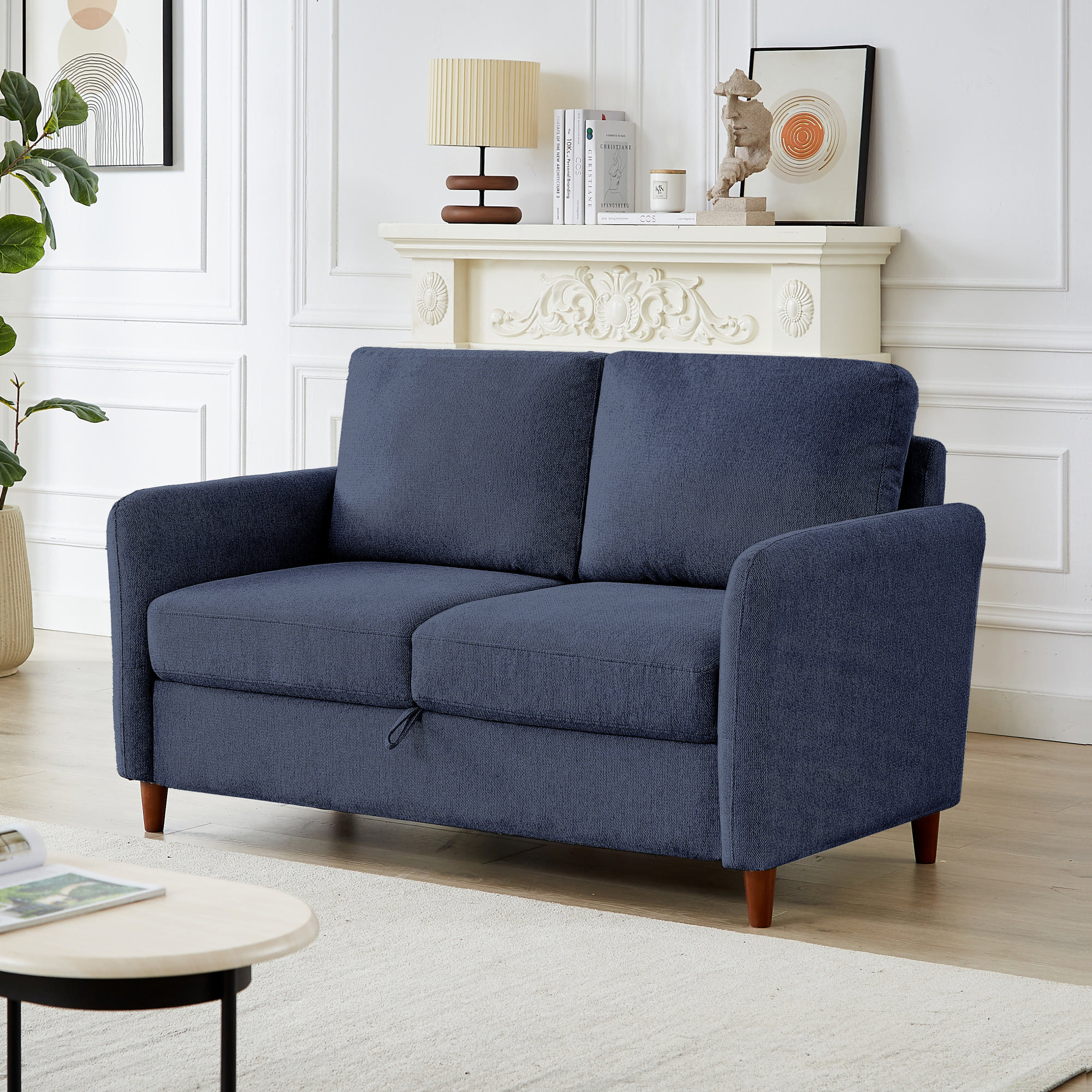 Ebern Designs Linen Flared Arm Loveseat with Storage & Reviews | Wayfair