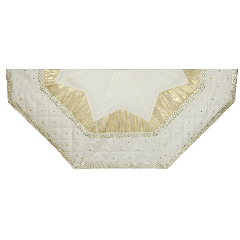 Kurt Adler Christmas Tree Skirt with Sequined Quilt Design, Ivory, 52in