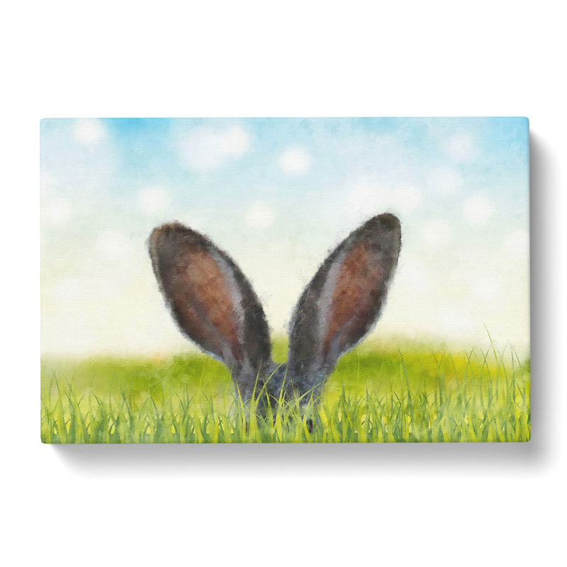 Ears Of A Hare In The Grass Painting - Wrapped Canvas, 35cm H x 50cm W x 3cm D
