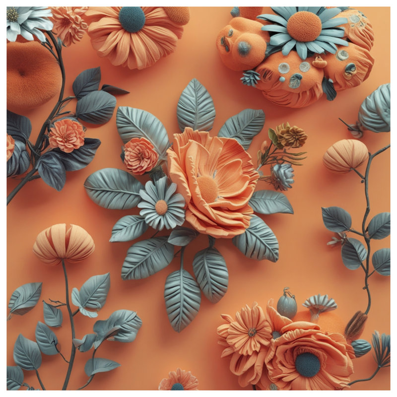 Édredon orange à motif floral, Lit simple