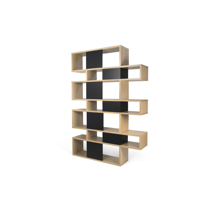 Geometric Bookcase, Oak and Pure Black