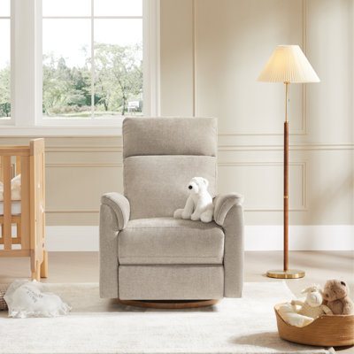Linen Dual Motor Swivel Glider Power Recliner With Power Headrest and Nightlight