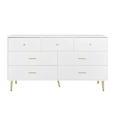 Seven Drawers Large Chest of Drawer Cabinet with Elegant Handles and Legs, Perfect for Organized Storage and Modern Decor