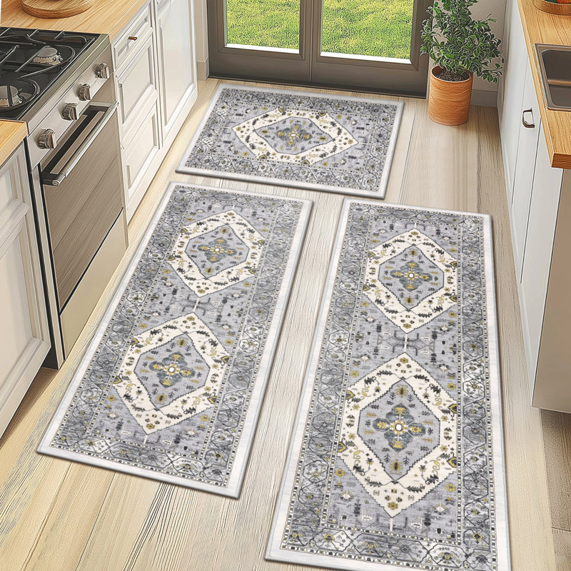 Machine Washable Non-Slip Kitchen Mat, Gray