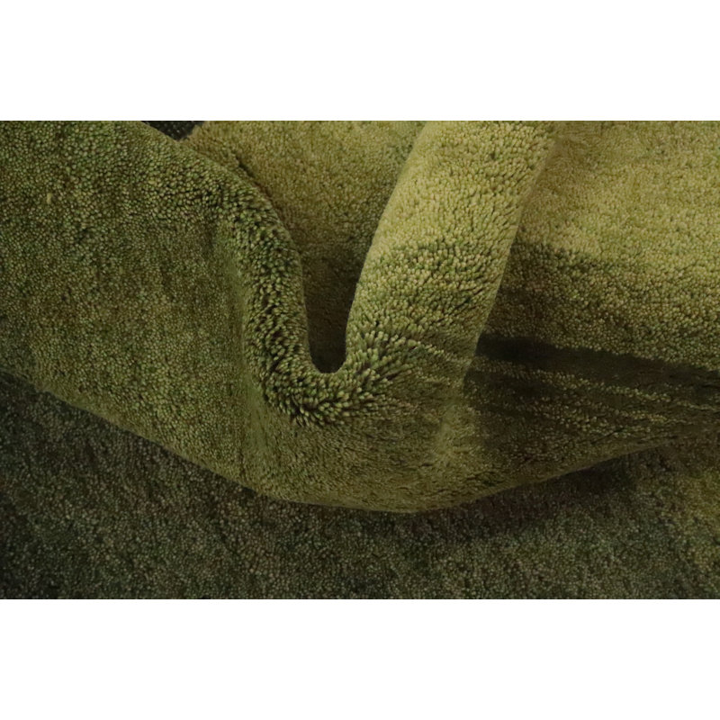 Luxueux tapis vert Gabbeh 5 x 7 pour un décor moderne