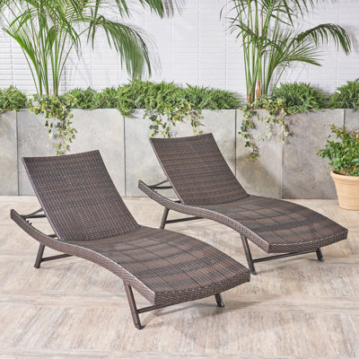Modern Pe Chaise Lounge - 28.16" Wide, 39.00" High, Brown Multi Lounges In , Iron, Adjustable Seat Back, 600Lb Capacity