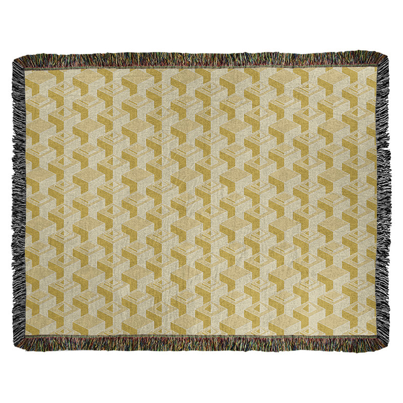 Couverture en coton tissé à motif de gratte-ciels classiques, L 60 po x L 80 po, Jaune