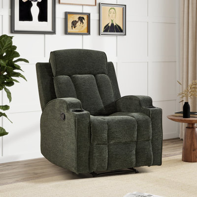 Fauteuil inclinable manuel moderne de 31,5 po de largeur avec deux porte-gobelets et un dossier rembourré
