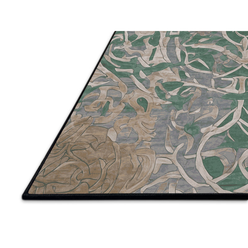 Tapis gris soyeux et moelleux, Rectangle 7 pi x 10 pi