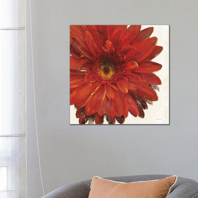 Vivid Daisy Dark Red Crop by Danhui Nai - Wrapped Canvas Painting