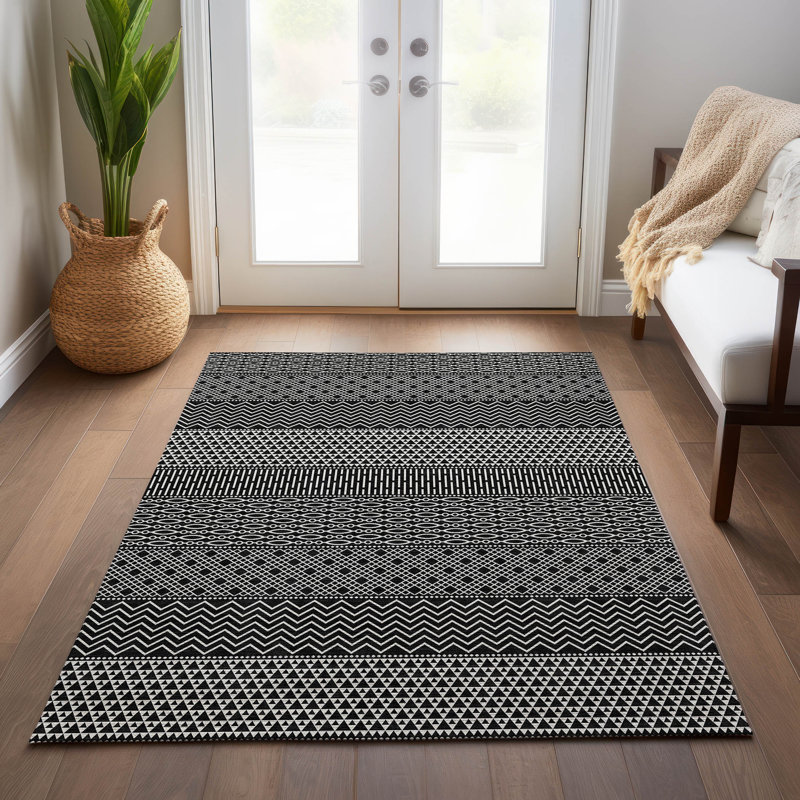 Tisdell Area Rug with Non-Slip Backing, Rectangle 5' x 7'6"