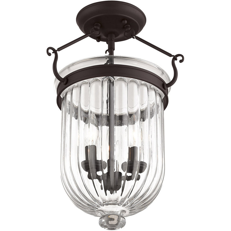 Glass Semi Flush Mount, Bronze