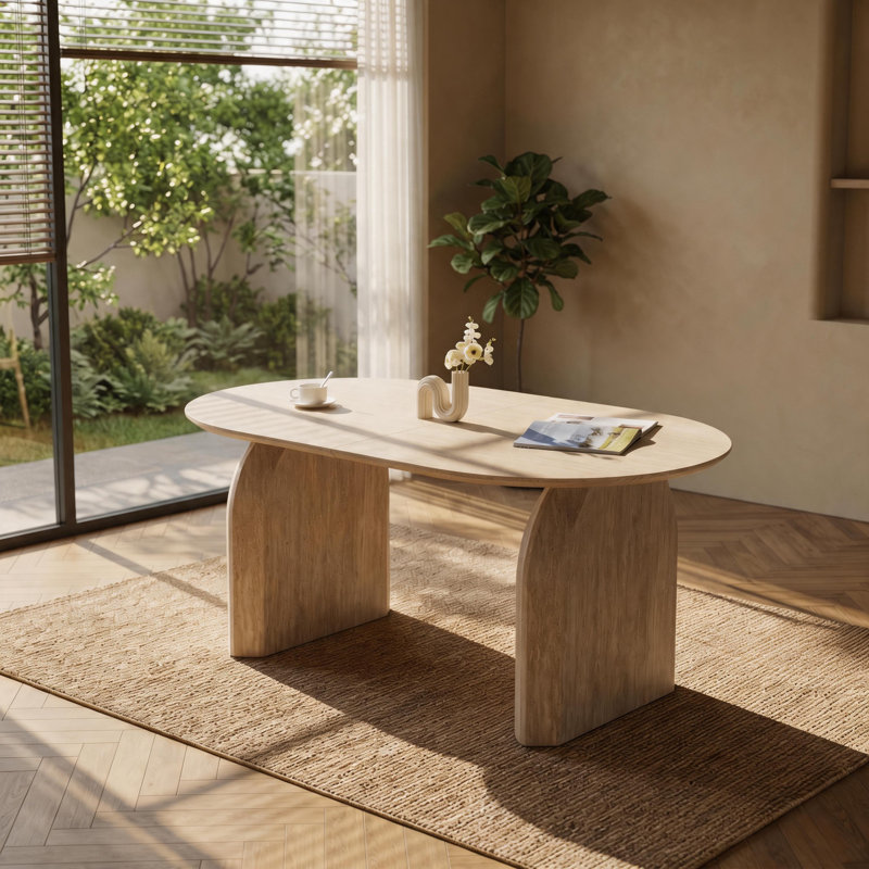 Extendable Oval Wood Dining Table – 3-Size Adjustable, Dual-Pillar Design