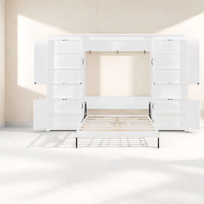 Lit escamotable moderne en bois et panneau de fibres à densité moyenne pour la maison