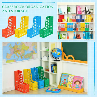 12-Pack Plastic Magazine And Binder Organizers, Vertical File Holders For Desk, Office, Home, And School Use
