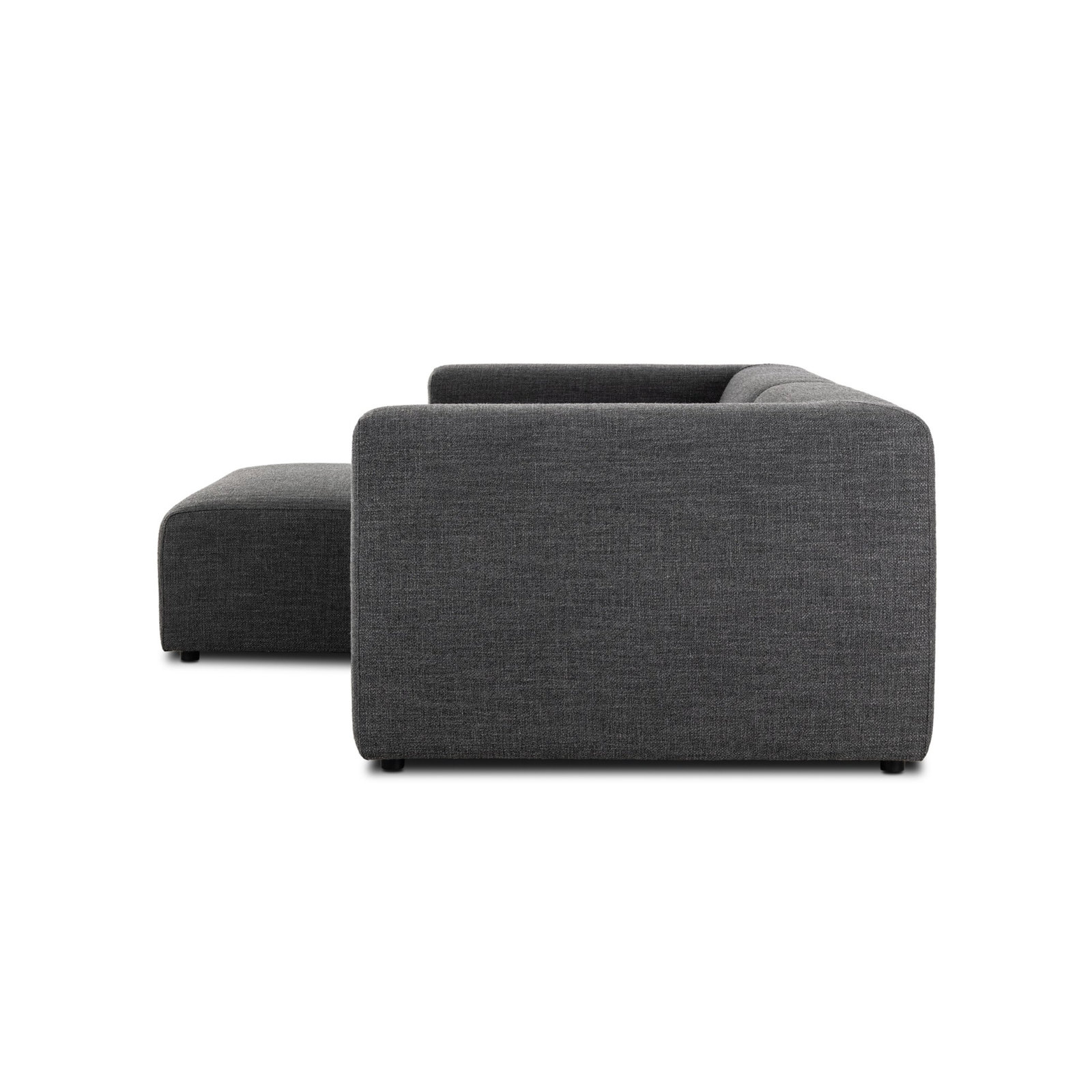 Upholstered Chaise Sectional, Saxon Charcoal Polyester Blend, Left Hand Facing