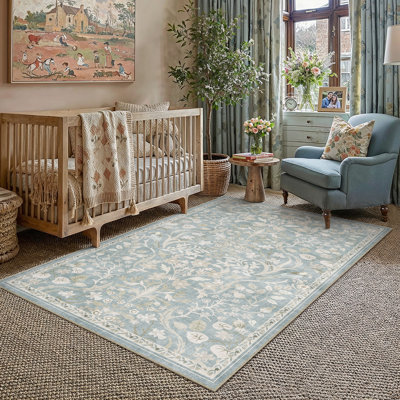 Tapis floral lavable en machine avec envers antidérapant Guston