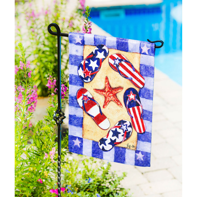 Patriotique bascule en symétriques texturée à 2 côtés 18 x 12,5 po drapeau de jardin
