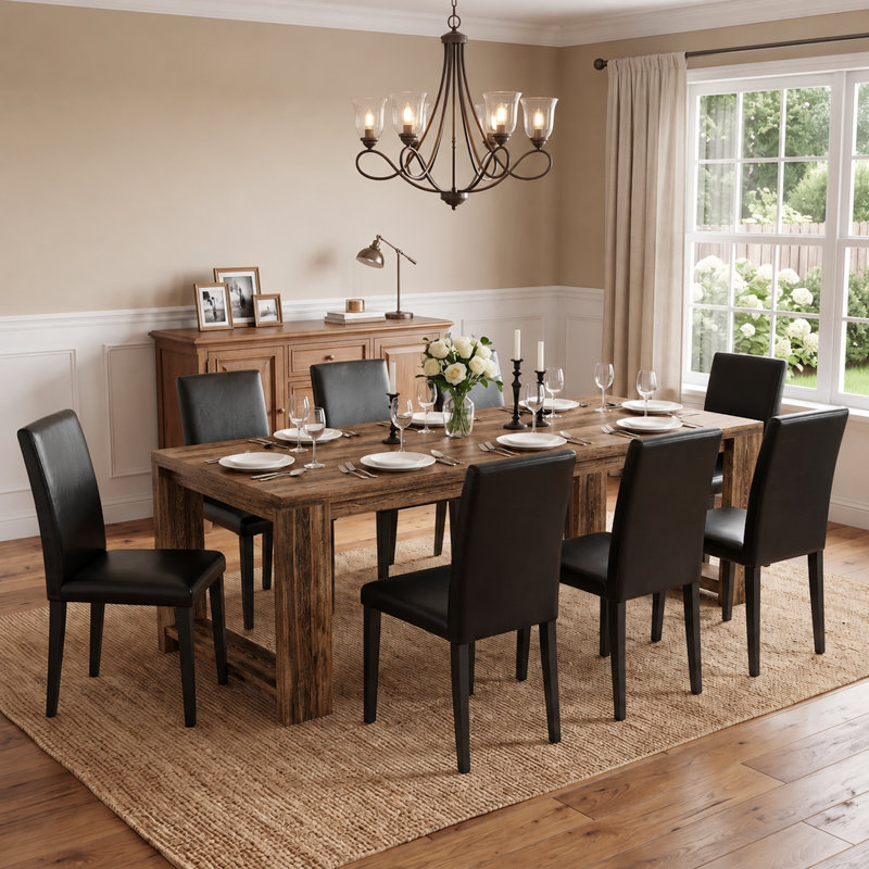 Kristin Dining Set, Brown, Black