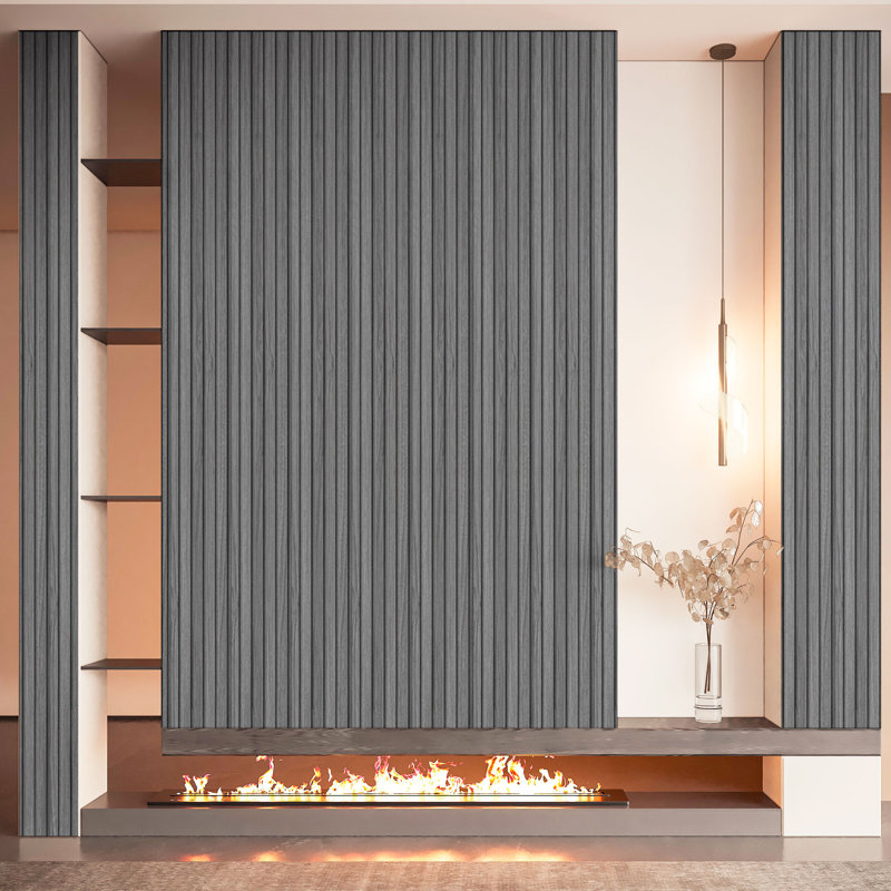 Paquet de 6 panneaux muraux en bois aggloméré 94,49 po x 7,44 po, panneaux de fibres à densité moyenne pour décoration intérieure moderne (29,29 pieds carrés / caisse)